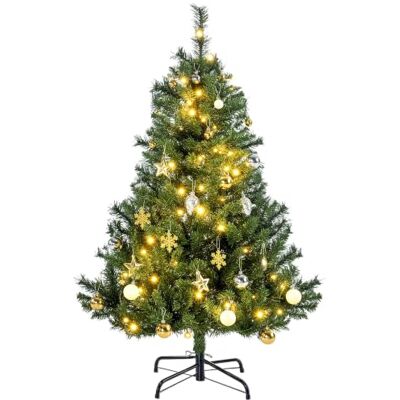 HOMCOM Künstlicher Weihnachtsbaum 120 cm mit LED Beleuchtung, Kugeln Künstlich Tannenbaum, Christbaum, 745 Spitzen, Weihnachtsdeko, inkl. Metallständer, für Drinnen HOMCOM Künstlicher Weihnachtsbaum 120 cm mit LED Beleuchtung, Kugeln Künstlich Tannenbaum, Christbaum, 745 Spitzen, Weihnachtsdeko, inkl. Metallständer, für Drinnen