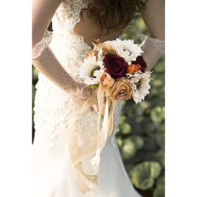 Ansofi Vintage Hochzeitsstrauß Braut Brautsträuße Gebrannter Orange Brautjungfernstrauß Künstliche Sonnenblume Rose Blumen für Zeremonie Party Kirche Ansofi Vintage Hochzeitsstrauß Braut Brautsträuße Gebrannter Orange Brautjungfernstrauß Künstliche Sonnenblume Rose Blumen für Zeremonie Party Kirche
