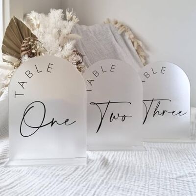 JINMURY Tischnummern 1-15 mit Ständer, mattierter Bogen, Acrylschild mit schwarzen Buchstaben, mattierter Bogen, Tischnummern für Hochzeitsempfang (Frosted Acrylic Table Numbers1-15) JINMURY Tischnummern 1-15 mit Ständer, mattierter Bogen, Acrylschild mit schwarzen Buchstaben, mattierter Bogen, Tischnummern für Hochzeitsempfang (Frosted Acrylic Table Numbers1-15)