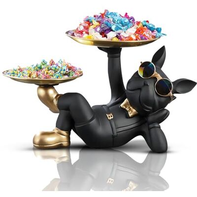 Huhote Französische Bulldogge Tablett Deko, Schlüssel Schale, Hund Skulptur, Statue Mit Tablett, Geschenk für Wohnzimmer, Eingangsbereich, Büro, Flur, Home Dekoration (Schwarz) Huhote Französische Bulldogge Tablett Deko, Schlüssel Schale, Hund Skulptur, Statue Mit Tablett, Geschenk für Wohnzimmer, Eingangsbereich, Büro, Flur, Home Dekoration (Schwarz)
