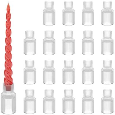 Relaxdays Kerzenständer Stabkerzen, 20er Set, HxD: 7 x 4 cm, aus Glas, geriffelt, runde Stabkerzenhalterung, transparent Relaxdays Kerzenständer Stabkerzen, 20er Set, HxD: 7 x 4 cm, aus Glas, geriffelt, runde Stabkerzenhalterung, transparent