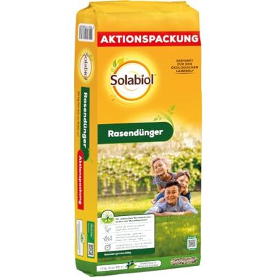 Solabiol Bio Rasendünger Aktionspackung, mit 120 Tage Langzeitwirkung für Frühjahr und Sommer mit natürlichem Wurzelstimulator, staubarmes Granulat, 15 kg Sack für 500m² Solabiol Bio Rasendünger Aktionspackung, mit 120 Tage Langzeitwirkung für Frühjahr und Sommer mit natürlichem Wurzelstimulator, staubarmes Granulat, 15 kg Sack für 500m²