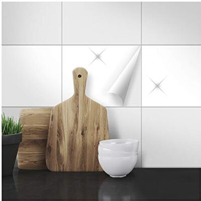WANDKINGS Fliesenaufkleber 19,5 x 24,5 cm, 20 Stück WEIß GLÄNZEND WANDKINGS Fliesenaufkleber 19,5 x 24,5 cm, 20 Stück WEIß GLÄNZEND