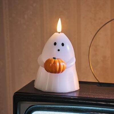 Lights4fun TruGlow® LED Gespenster Kerze mit Fernbedienung und Timer batteriebetrieb Herbst Deko Orange Kürbis Halloween Deko Gigi das Gespenst 10cm Lights4fun TruGlow® LED Gespenster Kerze mit Fernbedienung und Timer batteriebetrieb Herbst Deko Orange Kürbis Halloween Deko Gigi das Gespenst 10cm