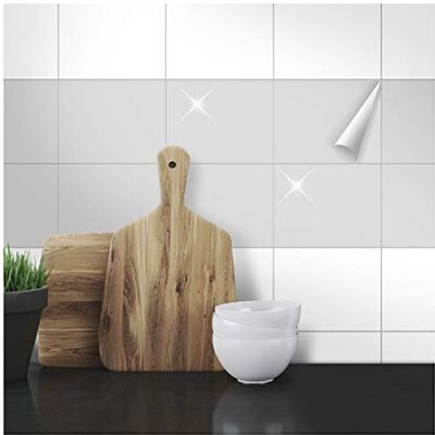 WANDKINGS Fliesenaufkleber 14,5 x 19,5 cm, 20 Stück HELLGRAU GLÄNZEND WANDKINGS Fliesenaufkleber 14,5 x 19,5 cm, 20 Stück HELLGRAU GLÄNZEND
