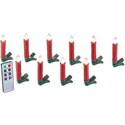 Lunartec Christbaumkerzen: 10er-Set LED-Weihnachtsbaum-Kerzen mit IR-Fernbedienung, rot (Weihnachtsbaumbeleuchtung, Weihnachtsbaumkerzen Fernbedienung, Kabellose Lampen) Lunartec Christbaumkerzen: 10er-Set LED-Weihnachtsbaum-Kerzen mit IR-Fernbedienung, rot (Weihnachtsbaumbeleuchtung, Weihnachtsbaumkerzen Fernbedienung, Kabellose Lampen)