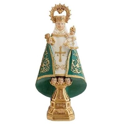 DRW Figur Jungfrau von Covadonga Grün Harz handbemalt, 22 cm DRW Figur Jungfrau von Covadonga Grün Harz handbemalt, 22 cm