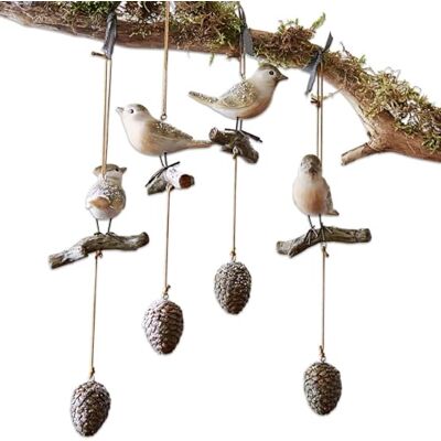 Loberon Vogel 4er Set Vianne, braun handgefertigt und von Hand bemalt, naturnahes Design, Deko-Spatzen, Tierfiguren, Dekoration, Polyresin, Hanf Loberon Vogel 4er Set Vianne, braun handgefertigt und von Hand bemalt, naturnahes Design, Deko-Spatzen, Tierfiguren, Dekoration, Polyresin, Hanf