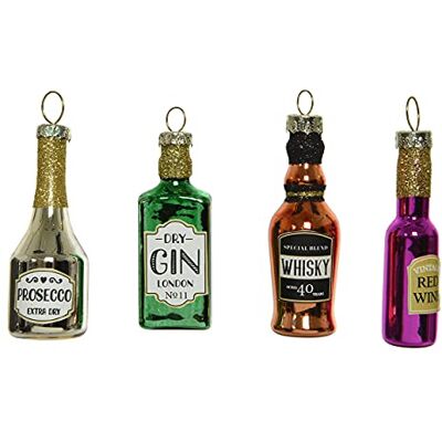Decoris Christbaumschmuck Glas 6cm x 4 Stück Set Mini Schnapsflaschen Weihnachtskugeln bunt Decoris Christbaumschmuck Glas 6cm x 4 Stück Set Mini Schnapsflaschen Weihnachtskugeln bunt