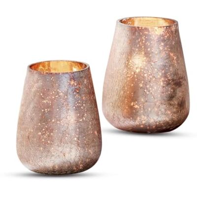 Loberon Windlicht 2er Set Chanut, rosa/Gold Loberon Windlicht 2er Set Chanut, rosa/Gold