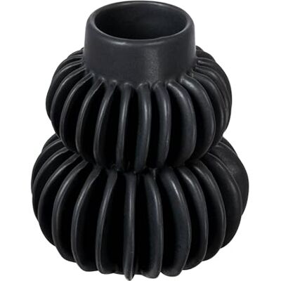 Bloomingville Modernes Plissiertes Steingut, Schwarze Vase Bloomingville Modernes Plissiertes Steingut, Schwarze Vase