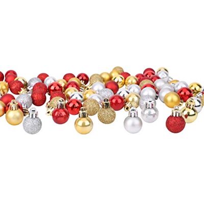 Toyland ® Set mit 96 Mini-Weihnachtskugeln, 32 rot, 32 Silberne Kugeln und 32 Goldkugeln – 2,5 cm (25 mm) Toyland ® Set mit 96 Mini-Weihnachtskugeln, 32 rot, 32 Silberne Kugeln und 32 Goldkugeln – 2,5 cm (25 mm)