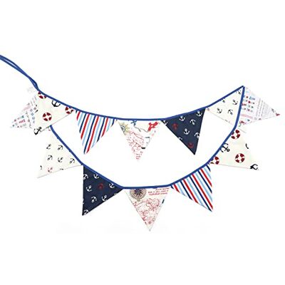 G2PLUS Pirat Stoff Wimpelkette, Doppelseitig Blau und Weiß Stoff Wimpel Girlande, 3.3M Wimpelkette Stoffgirlande mit 12stk Nautische Girlande Wimpeln für Kinderzimmer Drinnen & Draußen Party G2PLUS Pirat Stoff Wimpelkette, Doppelseitig Blau und Weiß Stoff Wimpel Girlande, 3.3M Wimpelkette Stoffgirlande mit 12stk Nautische Girlande Wimpeln für Kinderzimmer Drinnen & Draußen Party