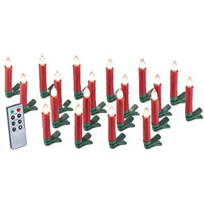 Lunartec LED Weihnachtsbaumkerzen: 20er-Set LED-Weihnachtsbaum-Kerzen mit IR-Fernbedienung, rot (Weihnachtskerzen elektrisch, Weihnachtsbaumkerzen kabellos, Baum) Lunartec LED Weihnachtsbaumkerzen: 20er-Set LED-Weihnachtsbaum-Kerzen mit IR-Fernbedienung, rot (Weihnachtskerzen elektrisch, Weihnachtsbaumkerzen kabellos, Baum)