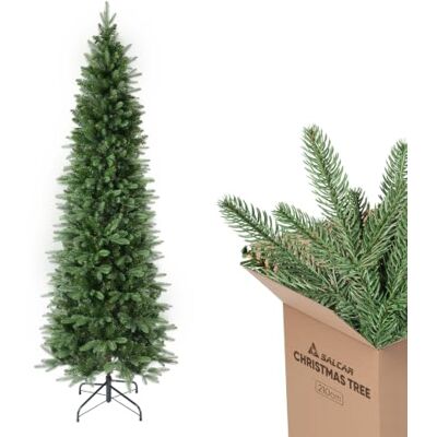 SALCAR Weihnachtsbaum künstlich, 210 cm, schmal in Bleistiftform, Premium Naturgetreue Nordmanntanne, künstlicher Tannenbaum in Bleistiftform, Slim-Design, mit überwiegend Spritzguss-Nadeln SALCAR Weihnachtsbaum künstlich, 210 cm, schmal in Bleistiftform, Premium Naturgetreue Nordmanntanne, künstlicher Tannenbaum in Bleistiftform, Slim-Design, mit überwiegend Spritzguss-Nadeln