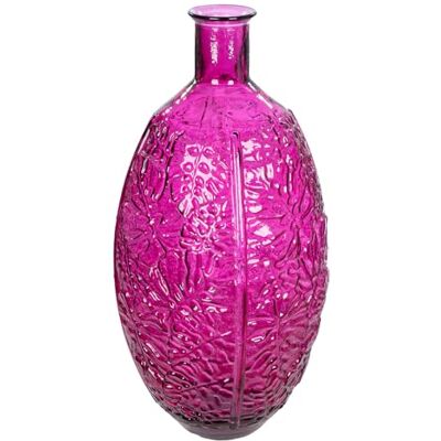 GILDE Bodenvase Dschungel Glas Blattmotiv Rund Glänzend Magenta Höhe 59cm x Ø 29cm wasserdichte Blumenvase GILDE Bodenvase Dschungel Glas Blattmotiv Rund Glänzend Magenta Höhe 59cm x Ø 29cm wasserdichte Blumenvase