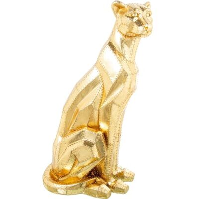 DRW Figur eines sitzenden Leoparden aus Harz, goldfarben, 36 x 81 x 47 cm DRW Figur eines sitzenden Leoparden aus Harz, goldfarben, 36 x 81 x 47 cm
