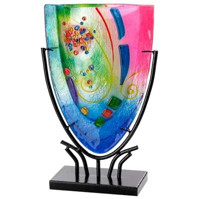 Glas Art Vase Cool aus Glas oval Mehrfarbig Höhe 35cm x Breite 22cm Nicht wasserdicht handbemalt Glas Art Vase Cool aus Glas oval Mehrfarbig Höhe 35cm x Breite 22cm Nicht wasserdicht handbemalt