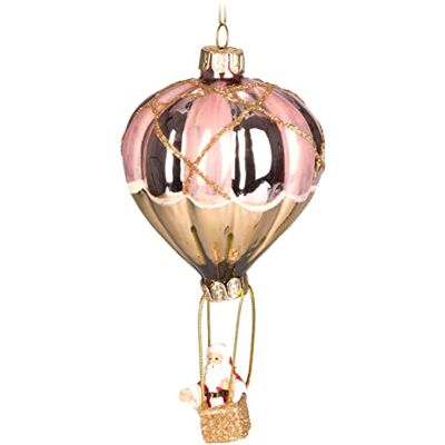 BRUBAKER Weihnachtsmann im Heißluftballon Rosa Gold 14 cm Handbemalte Weihnachtskugel aus Glas Mundgeblasener Christbaumschmuck Figuren Lustig Deko Anhänger Baumkugel BRUBAKER Weihnachtsmann im Heißluftballon Rosa Gold 14 cm Handbemalte Weihnachtskugel aus Glas Mundgeblasener Christbaumschmuck Figuren Lustig Deko Anhänger Baumkugel