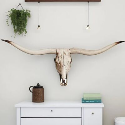 BKCEHCRS Kuh-Schädel-Wanddekoration, Langer Horn-Kuh-Schädel, Wandbehang, künstlicher Longhorn-Schädel, künstlicher Taxidermie-Kopf, Wanddekoration, handgefertigt, Simulation, großer Stierkopf, BKCEHCRS Kuh-Schädel-Wanddekoration, Langer Horn-Kuh-Schädel, Wandbehang, künstlicher Longhorn-Schädel, künstlicher Taxidermie-Kopf, Wanddekoration, handgefertigt, Simulation, großer Stierkopf,