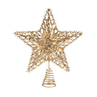 Lumineo Micro LED Stern Baumspitze 27x23cm in Flechtoptik mit Timer Gold Weihnachtsbaumspitze mit warmweißer Beleuchtung Christbaumspitze Weihnachtsdeko Indoor PVC Lumineo Micro LED Stern Baumspitze 27x23cm in Flechtoptik mit Timer Gold Weihnachtsbaumspitze mit warmweißer Beleuchtung Christbaumspitze Weihnachtsdeko Indoor PVC