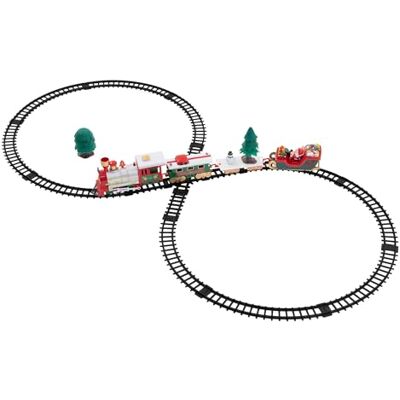 ECD Germany Weihnachtszug Set 22 Teile batteriebetrieben mit Lokomotive, 3 Waggons, Schienen, Licht, Sound, Eisenbahn für Weihnachtsbaum, Weihnachtsbahngleise unter dem Baum, Weihnachtsdeko elektrisch ECD Germany Weihnachtszug Set 22 Teile batteriebetrieben mit Lokomotive, 3 Waggons, Schienen, Licht, Sound, Eisenbahn für Weihnachtsbaum, Weihnachtsbahngleise unter dem Baum, Weihnachtsdeko elektrisch
