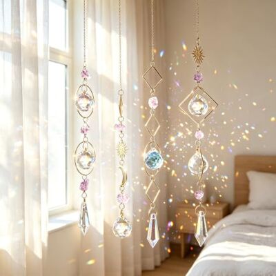 NYOSLB 4 Stück Sonnenfänger Kristall, Regenbogen Windspiel Sonne Mond Stern Anhänger Kristallkugeln Ornament für Fenster Garten Haus Hochzeit Party Dekoration NYOSLB 4 Stück Sonnenfänger Kristall, Regenbogen Windspiel Sonne Mond Stern Anhänger Kristallkugeln Ornament für Fenster Garten Haus Hochzeit Party Dekoration