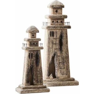 Loberon Deko-Leuchtturm 2er Set Bourgneuf, braun/schwarz Zwei Größen, Küstenambiente, maritimes Flair, Dekoration, Wohn-Accessoires, Paulowniaholz, Eisen Loberon Deko-Leuchtturm 2er Set Bourgneuf, braun/schwarz Zwei Größen, Küstenambiente, maritimes Flair, Dekoration, Wohn-Accessoires, Paulowniaholz, Eisen