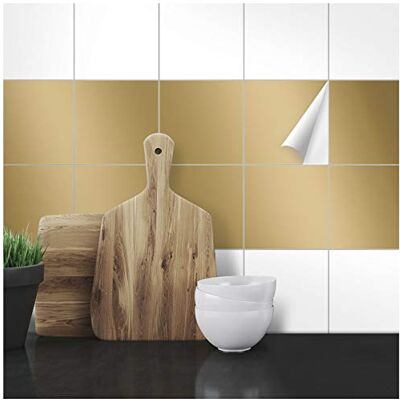 WANDKINGS Fliesenaufkleber 14,5 x 14,5 cm, 20 Stück Gold SEIDENMATT WANDKINGS Fliesenaufkleber 14,5 x 14,5 cm, 20 Stück Gold SEIDENMATT