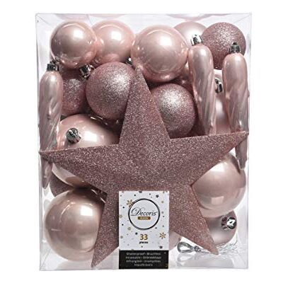 Kaemingk 33er Set Weihnachtskugeln Christbaumkugeln mit Stern Kunststoff bruchsicher Rosa Kaemingk 33er Set Weihnachtskugeln Christbaumkugeln mit Stern Kunststoff bruchsicher Rosa