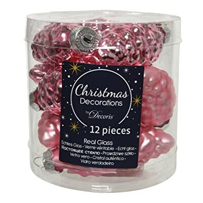 Kaemingk Christmas Decorations Christbaumschmuck Zapfen Glas 6cm x 12 Stück Weihnachtskugeln Christbaumkugeln rosa Lippenstiftrosa Kaemingk Christmas Decorations Christbaumschmuck Zapfen Glas 6cm x 12 Stück Weihnachtskugeln Christbaumkugeln rosa Lippenstiftrosa