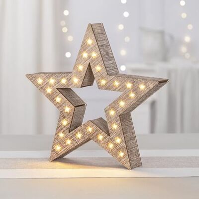 Ideen mit Herz LED-Holz-Stern Weihnachts-Licht Winter-Dekoration Fenster-Beleuchtung Vintage-Look 30 warmweiße LEDs 30 cm x 29,5 cm x 5,3 cm Ideen mit Herz LED-Holz-Stern Weihnachts-Licht Winter-Dekoration Fenster-Beleuchtung Vintage-Look 30 warmweiße LEDs 30 cm x 29,5 cm x 5,3 cm