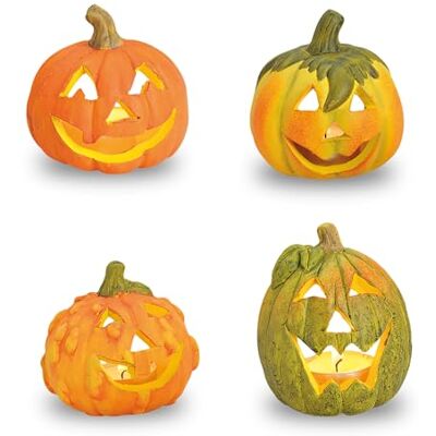 Spetebo Ton Kürbis Herbstdeko Teelichthalter 4er Set Ø 8 cm Halloween Windlicht für Innen und Außen Kerzenhalter Tischdeko Dekokürbis Deko Laterne klein Spetebo Ton Kürbis Herbstdeko Teelichthalter 4er Set Ø 8 cm Halloween Windlicht für Innen und Außen Kerzenhalter Tischdeko Dekokürbis Deko Laterne klein