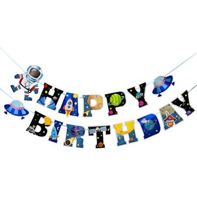 Unique ® Happy Birthday Girlande Banner mit Weltraum Motiven wie Astronaut UFO Planeten für Kindergeburtstag Geburtstag Party Deko für Jungs Unique ® Happy Birthday Girlande Banner mit Weltraum Motiven wie Astronaut UFO Planeten für Kindergeburtstag Geburtstag Party Deko für Jungs