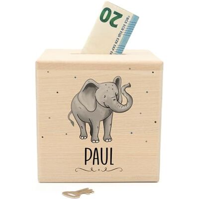 Muckelmeister Spardose Kinder Personalisiert mit Namen aus Holz Elefant 10x10x10cm, Spardose mit Schloss und Schlüssel, Nikolaus Geschenk Kinder Weihnachten, originelle Geschenke zur Geburt Muckelmeister Spardose Kinder Personalisiert mit Namen aus Holz Elefant 10x10x10cm, Spardose mit Schloss und Schlüssel, Nikolaus Geschenk Kinder Weihnachten, originelle Geschenke zur Geburt