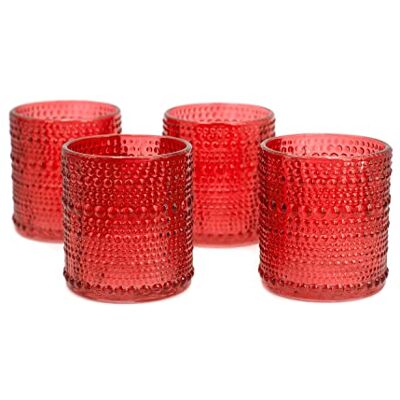 Creativery Teelichtgläser 7x8 cm 4 Stück Teelichthalter Glas Farbauswahl: rot 250 Creativery Teelichtgläser 7x8 cm 4 Stück Teelichthalter Glas Farbauswahl: rot 250