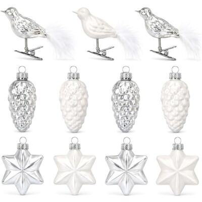 com-four ® 11x Weihnachtsbaumanhänger aus Glas Sterne, Zapfen & Vögel Edler Christbaumschmuck zum Aufhängen 11-teiliges Set für Tannenbaum, Weihnachtsbaum und festliche Dekoration com-four ® 11x Weihnachtsbaumanhänger aus Glas Sterne, Zapfen & Vögel Edler Christbaumschmuck zum Aufhängen 11-teiliges Set für Tannenbaum, Weihnachtsbaum und festliche Dekoration