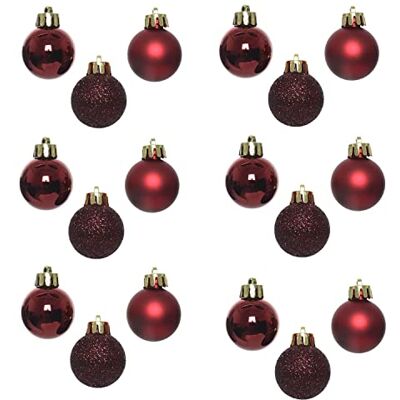 SHATCHI 30 mm/24 Stück Weihnachtskugeln, bruchsicher, Burgunderrot, Weihnachtsbaumschmuck, Kugel, Ornamente, Kugeln, Weihnachtsdekoration, Urlaubsdekoration, glänzend, matt, Glitzer SHATCHI 30 mm/24 Stück Weihnachtskugeln, bruchsicher, Burgunderrot, Weihnachtsbaumschmuck, Kugel, Ornamente, Kugeln, Weihnachtsdekoration, Urlaubsdekoration, glänzend, matt, Glitzer