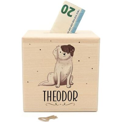 Muckelmeister Spardose Kinder Personalisiert mit Namen aus Holz Hund 10x10x10cm, Spardose mit Schloss und Schlüssel, Nikolaus Geschenk Kinder Weihnachten, originelle Geschenke zur Geburt Muckelmeister Spardose Kinder Personalisiert mit Namen aus Holz Hund 10x10x10cm, Spardose mit Schloss und Schlüssel, Nikolaus Geschenk Kinder Weihnachten, originelle Geschenke zur Geburt