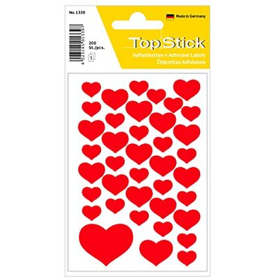 TopStick 1339 Aufkleber Herzen Rot klein mini, 2000 Stück, Herz Sticker, selbstklebend, Etiketten in Herzform für Valentinstag Liebe Hochzeit Geburtstag Scrapbooking Dekoration Geschenk Briefe Basteln TopStick 1339 Aufkleber Herzen Rot klein mini, 2000 Stück, Herz Sticker, selbstklebend, Etiketten in Herzform für Valentinstag Liebe Hochzeit Geburtstag Scrapbooking Dekoration Geschenk Briefe Basteln