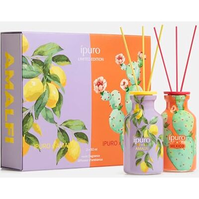 Ipuro x Amalfi & Mexico Raumduft Set 2x50ml Fruchtig-florales Duftset mit Zitrusnoten, Kaktusfeige, Jasmin & warmen Hölzern mediterran & lebendig Lufterfrischer Set, Diffuser mit Stäbchen Ipuro x Amalfi & Mexico Raumduft Set 2x50ml Fruchtig-florales Duftset mit Zitrusnoten, Kaktusfeige, Jasmin & warmen Hölzern mediterran & lebendig Lufterfrischer Set, Diffuser mit Stäbchen