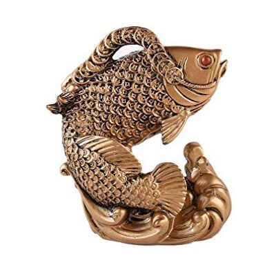 lachineuse – Arowana-Fischfigur – Feng-Shui-Statuette – Symbol für Glück und Reichtum – für Büro, Zuhause – Asiatische Innendekoration – 13 x 11 x 5 cm – Zen-Karpfen – Goldfarbe lachineuse – Arowana-Fischfigur – Feng-Shui-Statuette – Symbol für Glück und Reichtum – für Büro, Zuhause – Asiatische Innendekoration – 13 x 11 x 5 cm – Zen-Karpfen – Goldfarbe