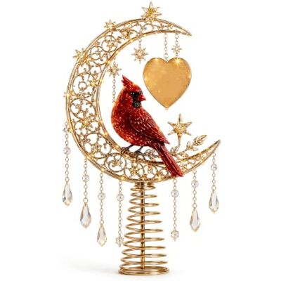 Generic Beleuchtete Weihnachtsbaumspitze, Engel, Kardinal, Rentier, Kristallakzent Goldschneeflocke, warmes LED-Glühen, geringe Wärmeabgabe, festliche Feiertagsdekoration Generic Beleuchtete Weihnachtsbaumspitze, Engel, Kardinal, Rentier, Kristallakzent Goldschneeflocke, warmes LED-Glühen, geringe Wärmeabgabe, festliche Feiertagsdekoration