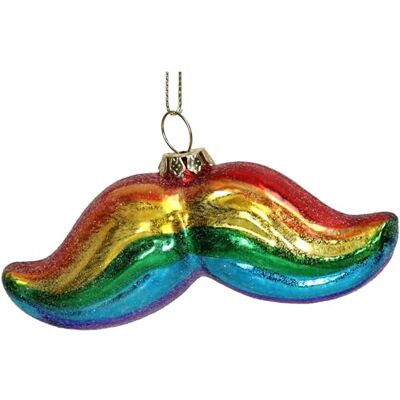 HD Collection Christbaumschmuck 10cm Glas Schnurrbart Figur zum Aufhängen handbemalt & mit Glitzer Weihnachtsbaum Anhänger für Weihnachten Christbaumanhänger & Weihnachtsbaumschmuck in Regenbogen Farben HD Collection Christbaumschmuck 10cm Glas Schnurrbart Figur zum Aufhängen handbemalt & mit Glitzer Weihnachtsbaum Anhänger für Weihnachten Christbaumanhänger & Weihnachtsbaumschmuck in Regenbogen Farben