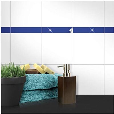 WANDKINGS Fliesenaufkleber 5 x 20 cm, 100 Stück BLAU GLÄNZEND WANDKINGS Fliesenaufkleber 5 x 20 cm, 100 Stück BLAU GLÄNZEND