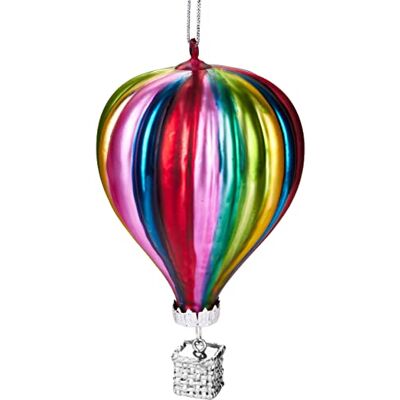 BRUBAKER Heißluftballon Bunt Handbemalte Weihnachtskugel aus Glas Mundgeblasener Christbaumschmuck Figuren lustig Deko Anhänger Baumkugel ca. 11 cm BRUBAKER Heißluftballon Bunt Handbemalte Weihnachtskugel aus Glas Mundgeblasener Christbaumschmuck Figuren lustig Deko Anhänger Baumkugel ca. 11 cm