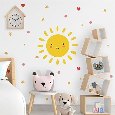 Herfair Wandtattoo Kinderzimmer Deko, Smiley Sonne Wandsticker DIY Wasserdicht Wandaufkleber, Wanddeko Aufkleber Geschenk für Kinder (B) Herfair Wandtattoo Kinderzimmer Deko, Smiley Sonne Wandsticker DIY Wasserdicht Wandaufkleber, Wanddeko Aufkleber Geschenk für Kinder (B)