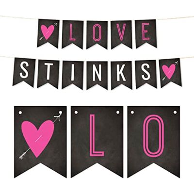 Andaz Press Funny Witty Anti Valentinstag Party Hängende Wimpel Banner Papier Dekorationen Love Stinks, 1 Set, ca. 2,1 m Andaz Press Funny Witty Anti Valentinstag Party Hängende Wimpel Banner Papier Dekorationen Love Stinks, 1 Set, ca. 2,1 m