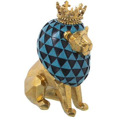 Goldblauer und schwarzer Löwen-Resinfigur - Tierfigur Goldblauer und schwarzer Löwen-Resinfigur - Tierfigur