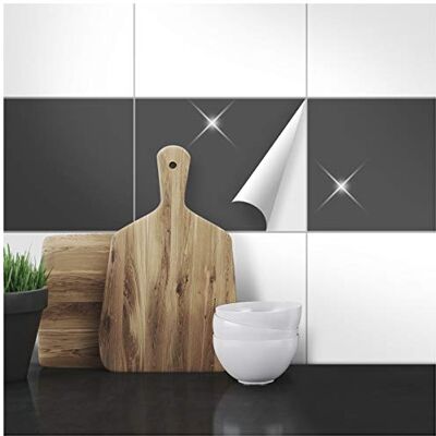 WANDKINGS Fliesenaufkleber 19,5 x 24,5 cm, 20 Stück DUNKELGRAU GLÄNZEND WANDKINGS Fliesenaufkleber 19,5 x 24,5 cm, 20 Stück DUNKELGRAU GLÄNZEND